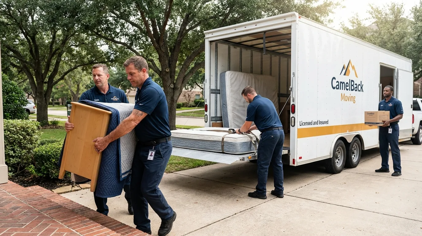 Crew loading residential truck for cross-state move from Wellsburg, WV