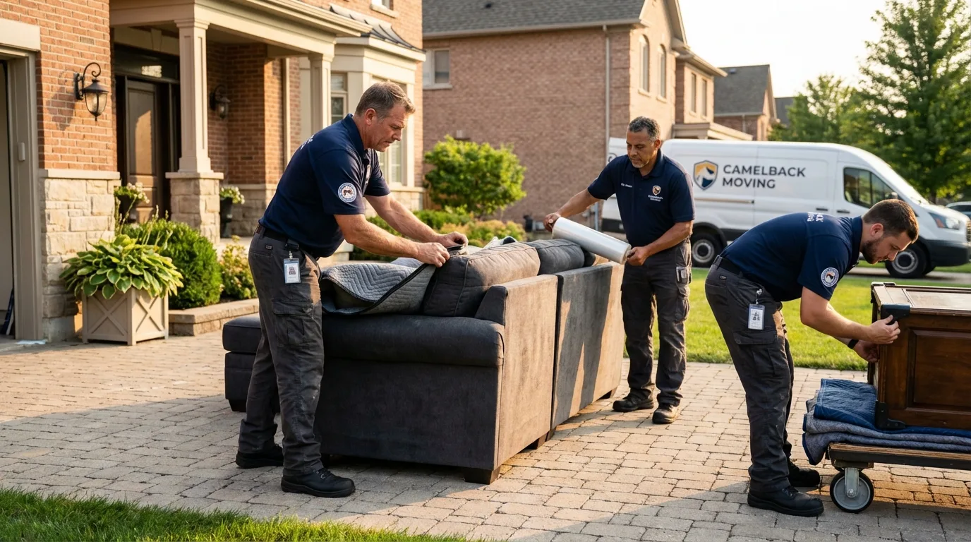 Large estate moving crew wrapping furniture in Wellsburg, WV